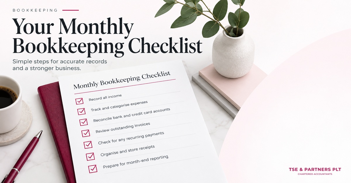 Monthly bookkeeping checklist for a Malaysian SME.